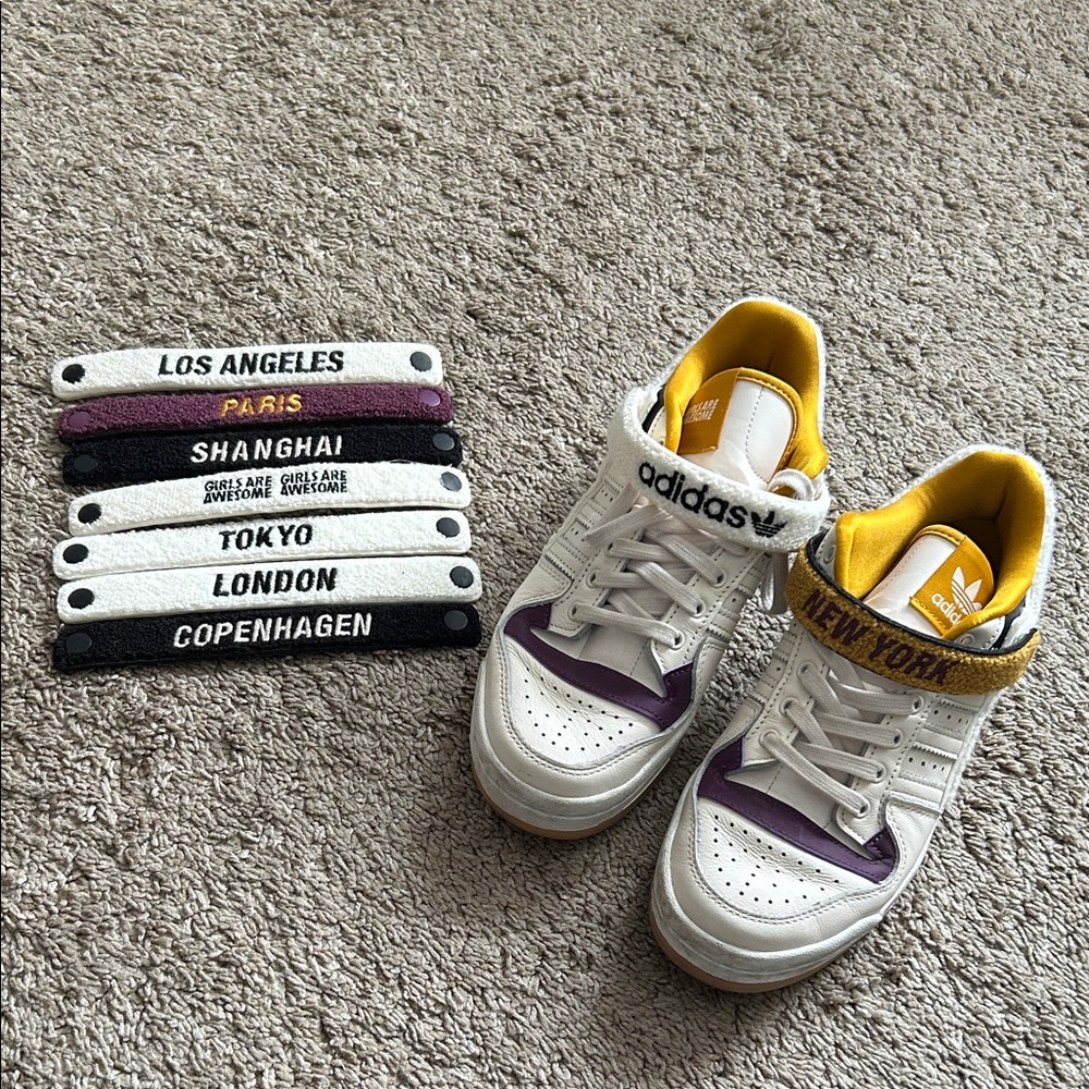 Adidas Sneakers - White and Yellow with Purple Accents